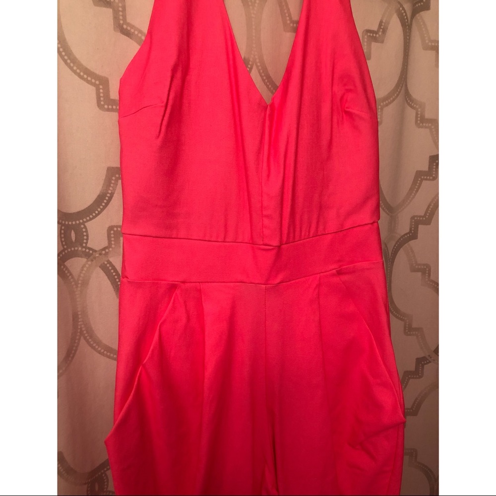 💗🌸NWOT🌸💗 Neon pink halter jumpsuit - Picture 4 of 4